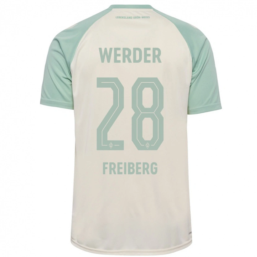 Danxen Femme Maillot Piet Freiberg #28 Blanc Cassé Vert Clair Tenues Extérieur 2024/25 T-Shirt