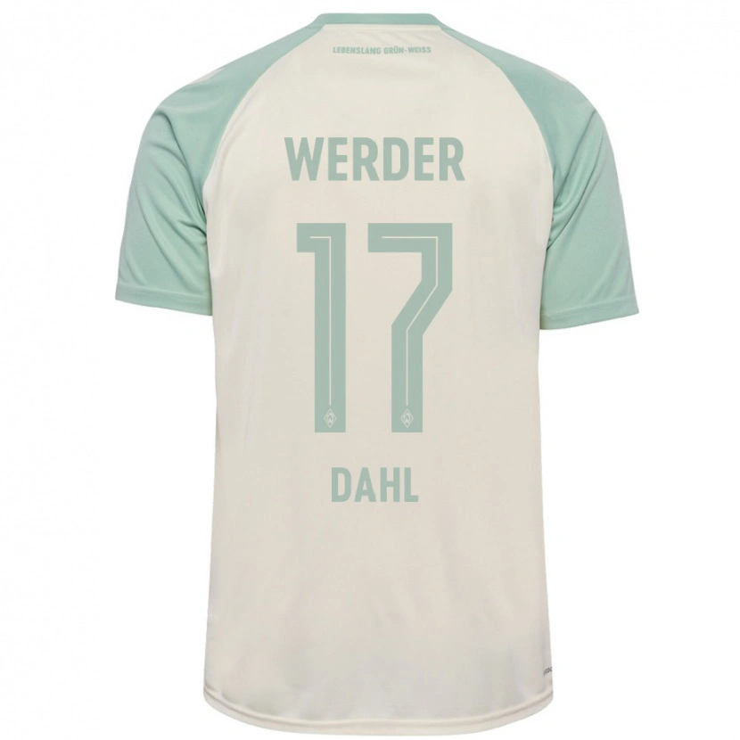 Danxen Femme Maillot Amira Dahl #17 Blanc Cassé Vert Clair Tenues Extérieur 2024/25 T-Shirt