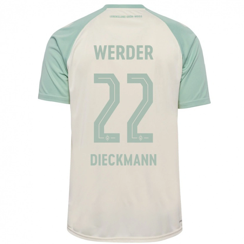 Danxen Femme Maillot Rieke Dieckmann #22 Blanc Cassé Vert Clair Tenues Extérieur 2024/25 T-Shirt