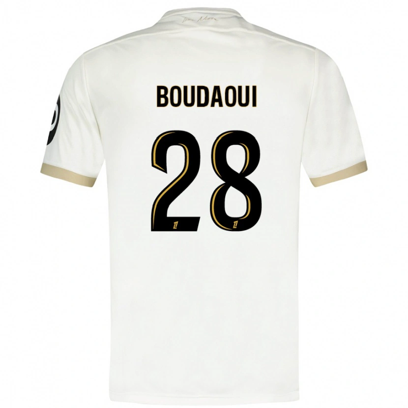 Danxen Femme Maillot Hicham Boudaoui #28 Blanc Doré Tenues Extérieur 2024/25 T-Shirt