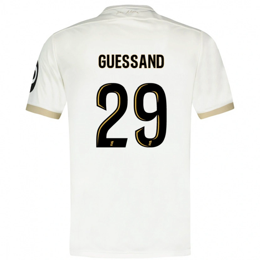 Danxen Femme Maillot Evann Guessand #29 Blanc Doré Tenues Extérieur 2024/25 T-Shirt