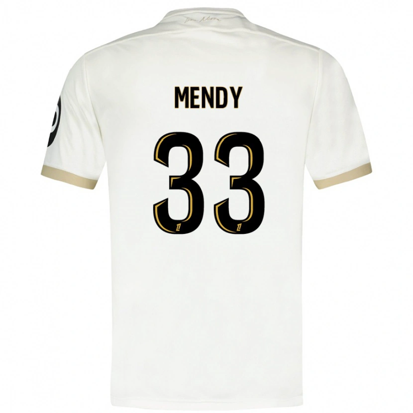 Danxen Femme Maillot Antoine Mendy #33 Blanc Doré Tenues Extérieur 2024/25 T-Shirt