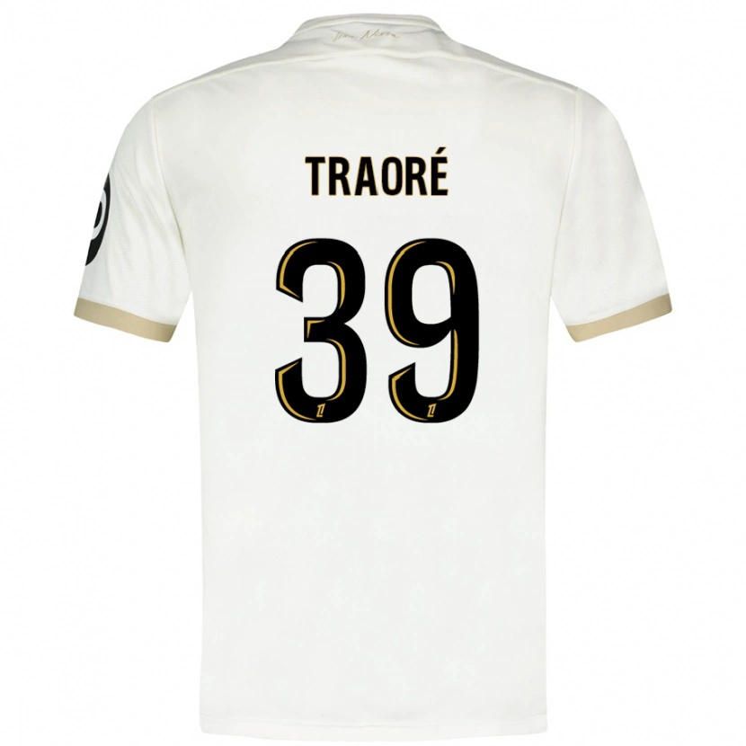 Danxen Femme Maillot Daouda Traoré #39 Blanc Doré Tenues Extérieur 2024/25 T-Shirt