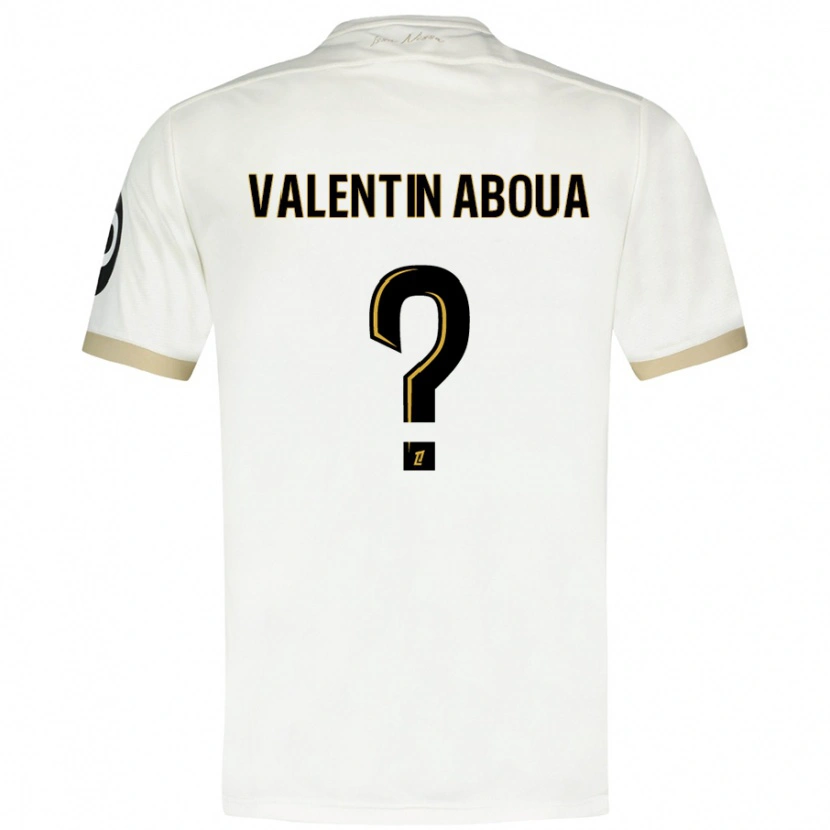 Danxen Femme Maillot Louis Valentin Aboua #0 Blanc Doré Tenues Extérieur 2024/25 T-Shirt