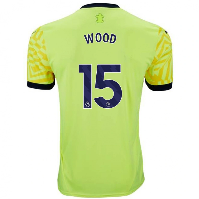 Danxen Femme Maillot Nathan Wood #15 Jaune Tenues Extérieur 2024/25 T-Shirt