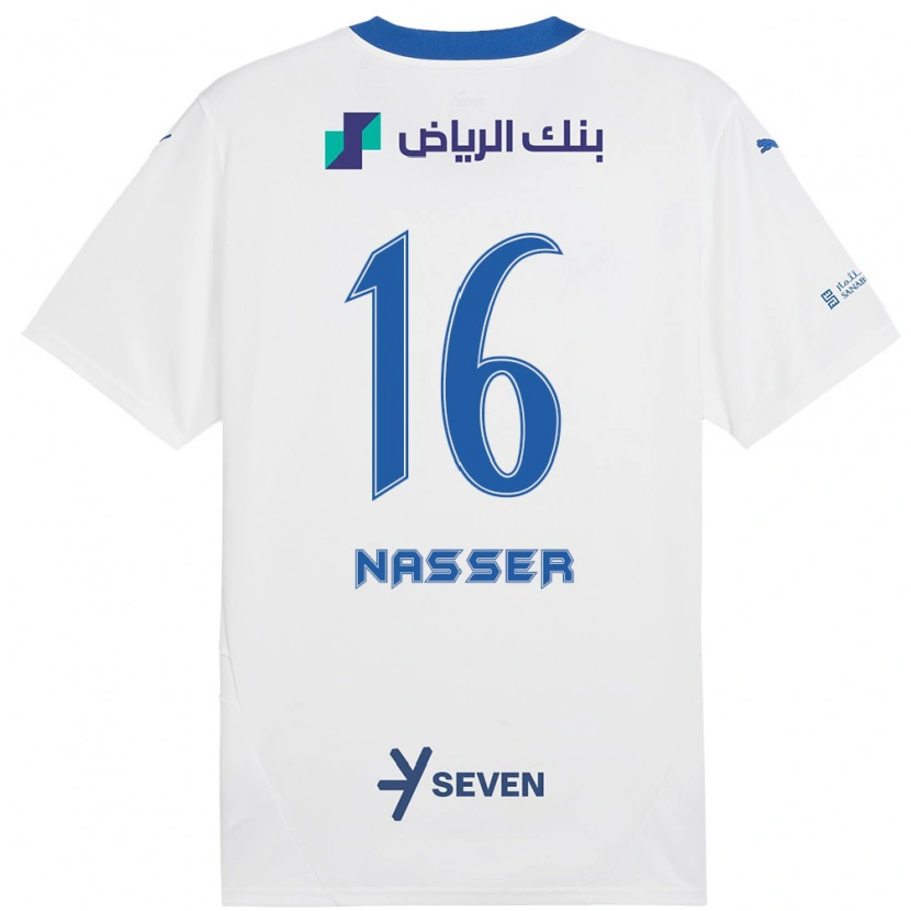 Danxen Femme Maillot Nasser Al-Dawsari #16 Blanc Bleu Tenues Extérieur 2024/25 T-Shirt