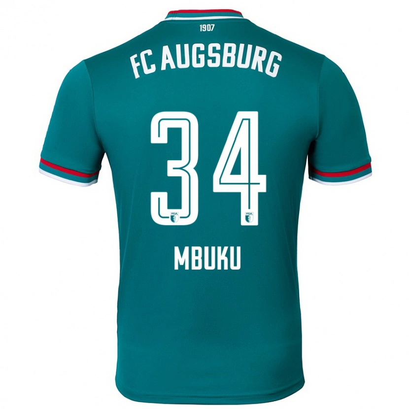 Danxen Femme Maillot Nathanaël Mbuku #34 Vert Foncé Tenues Extérieur 2024/25 T-Shirt