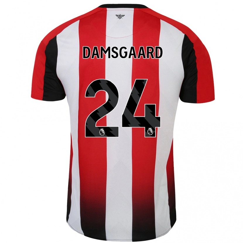 Danxen Enfant Maillot Mikkel Damsgaard #24 Rouge Blanc Tenues Domicile 2024/25 T-Shirt