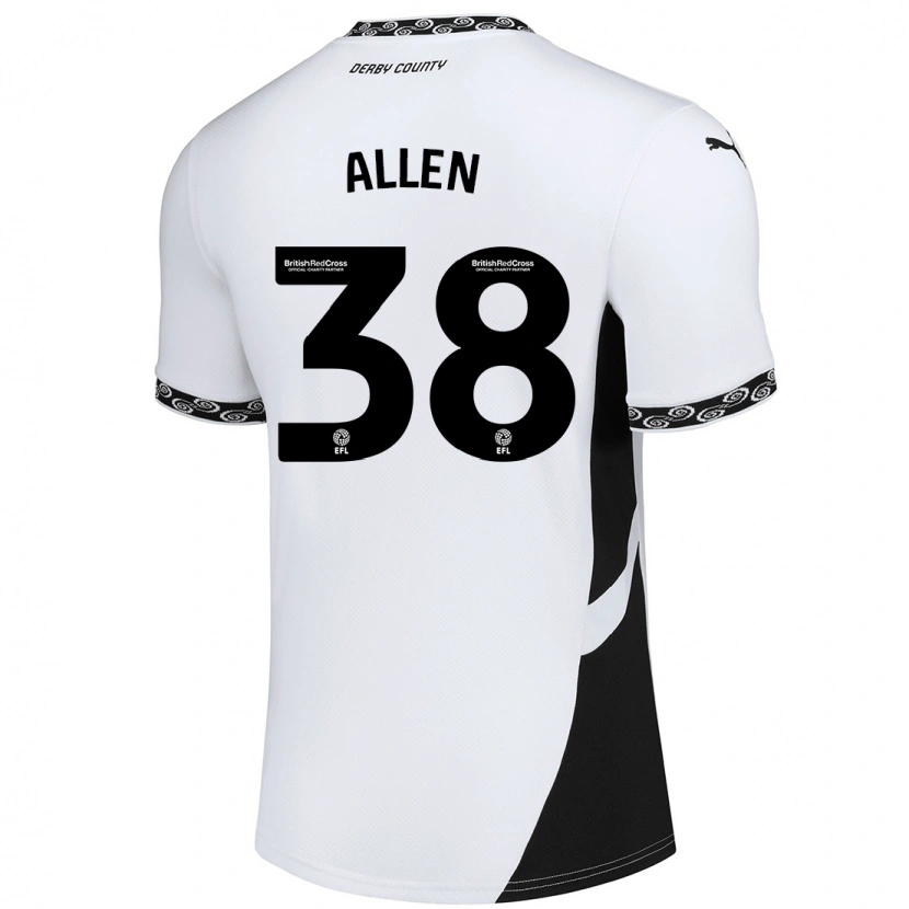 Danxen Enfant Maillot Cruz Allen #38 Blanc Noir Tenues Domicile 2024/25 T-Shirt