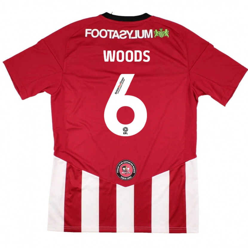 Danxen Enfant Maillot Ryan Woods #6 Rouge Blanc Tenues Domicile 2024/25 T-Shirt