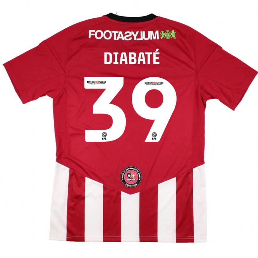 Danxen Enfant Maillot Cheick Diabaté #39 Rouge Blanc Tenues Domicile 2024/25 T-Shirt