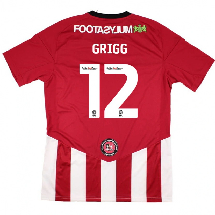 Danxen Enfant Maillot Katie Grigg #12 Rouge Blanc Tenues Domicile 2024/25 T-Shirt