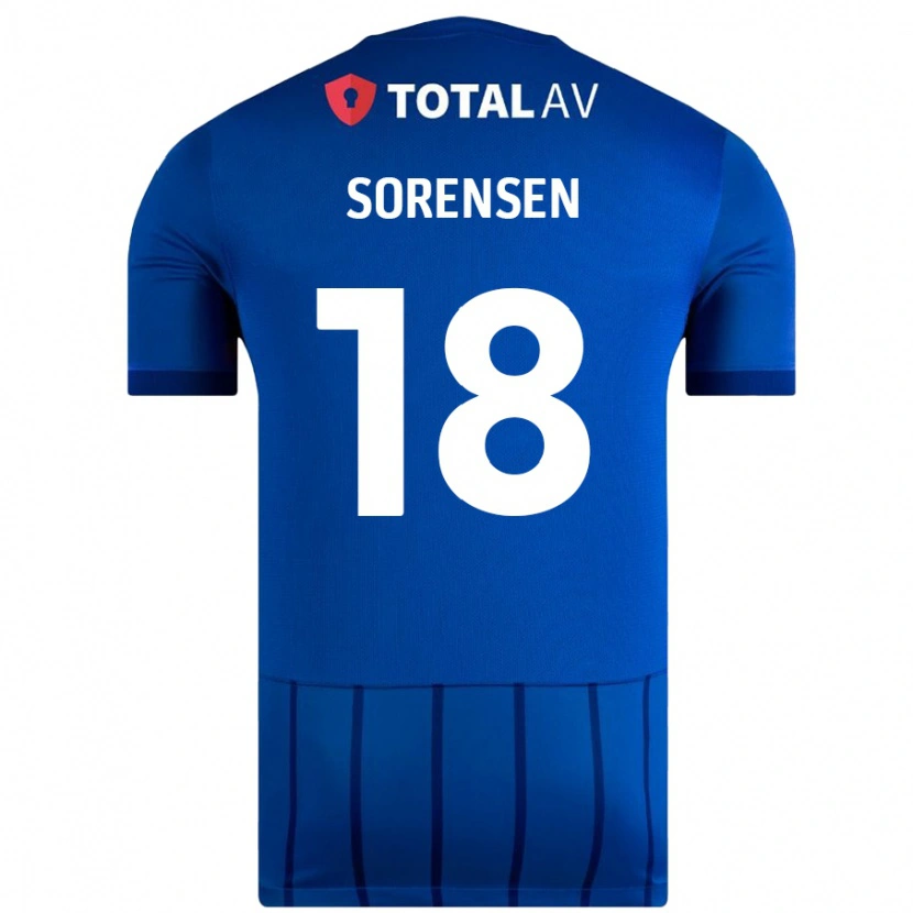 Danxen Enfant Maillot Elias Sørensen #18 Bleu Tenues Domicile 2024/25 T-Shirt