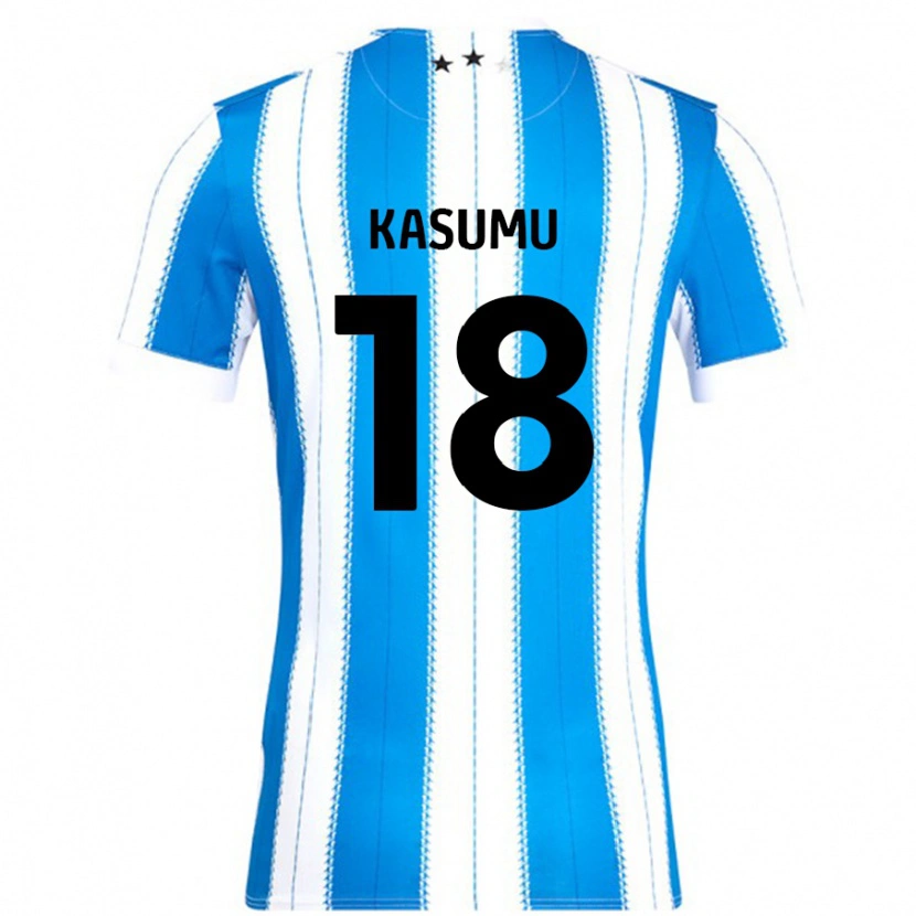 Danxen Enfant Maillot David Kasumu #18 Bleu Blanc Tenues Domicile 2024/25 T-Shirt
