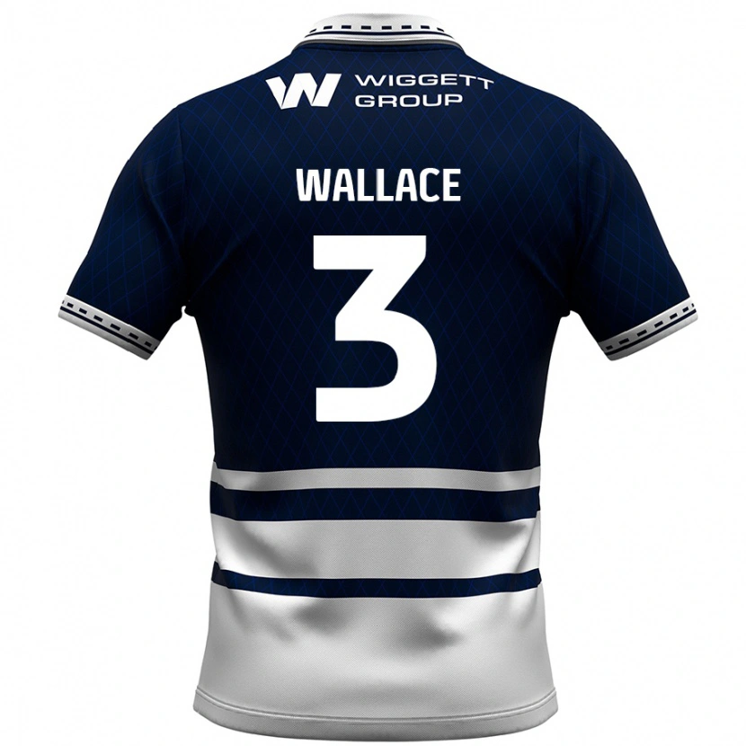 Danxen Enfant Maillot Murray Wallace #3 Bleu Marine Blanc Tenues Domicile 2024/25 T-Shirt