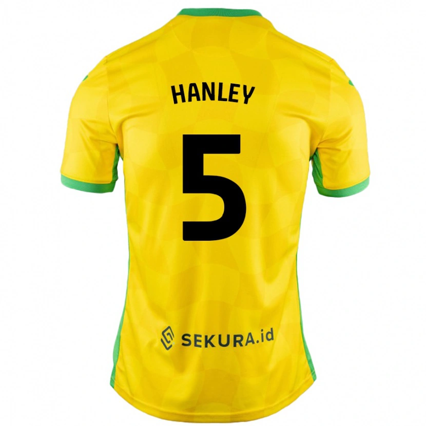 Danxen Enfant Maillot Grant Hanley #5 Jaune Vert Tenues Domicile 2024/25 T-Shirt