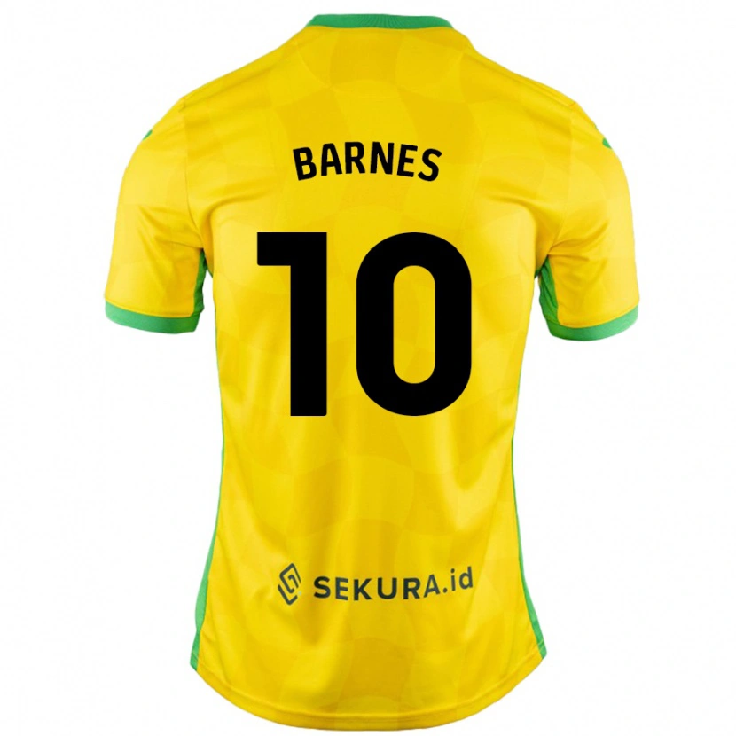 Danxen Enfant Maillot Ashley Barnes #10 Jaune Vert Tenues Domicile 2024/25 T-Shirt