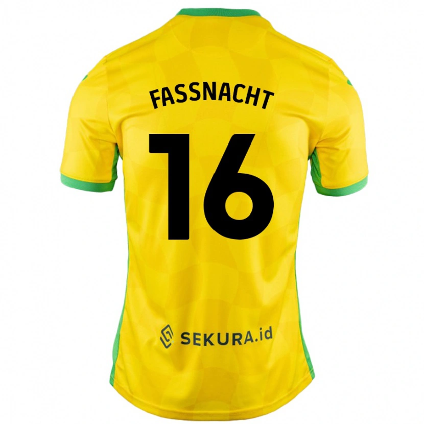 Danxen Enfant Maillot Christian Fassnacht #16 Jaune Vert Tenues Domicile 2024/25 T-Shirt