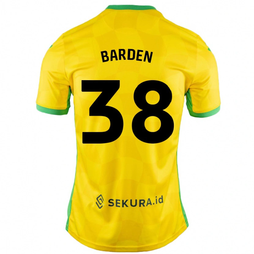 Danxen Enfant Maillot Daniel Barden #38 Jaune Vert Tenues Domicile 2024/25 T-Shirt