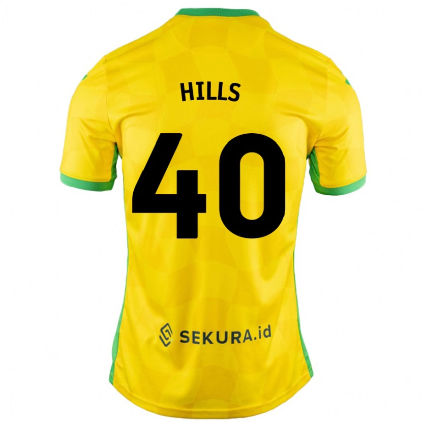 Danxen Enfant Maillot Brad Hills #40 Jaune Vert Tenues Domicile 2024/25 T-Shirt
