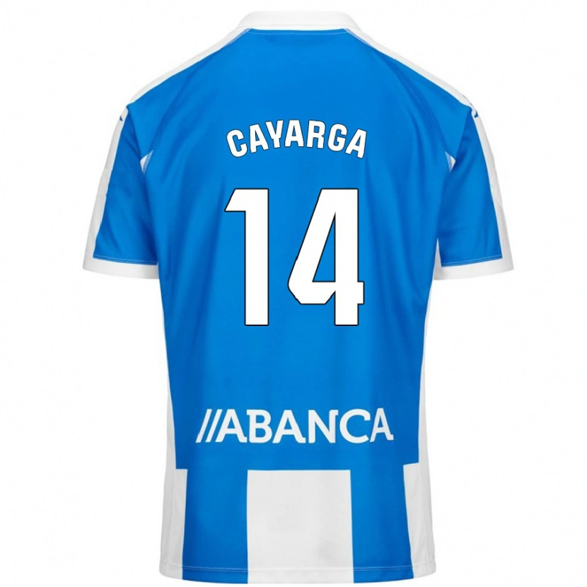 Danxen Enfant Maillot Berto Cayarga #14 Bleu Blanc Tenues Domicile 2024/25 T-Shirt