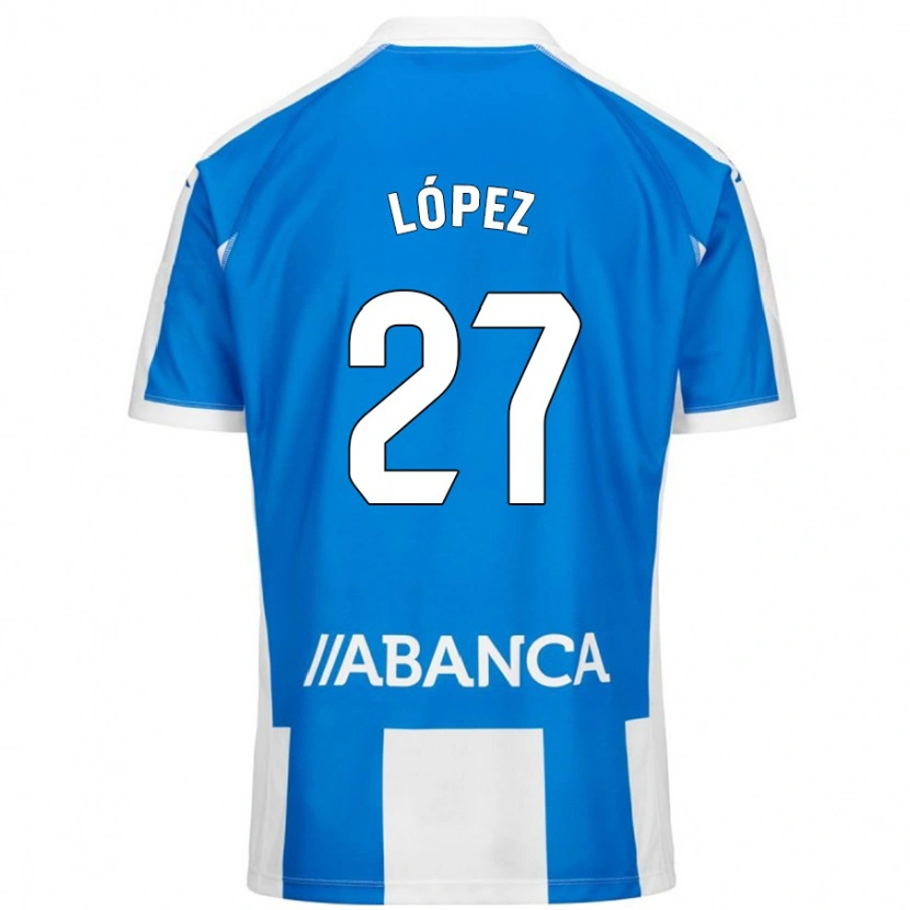 Danxen Enfant Maillot Rubén López #27 Bleu Blanc Tenues Domicile 2024/25 T-Shirt