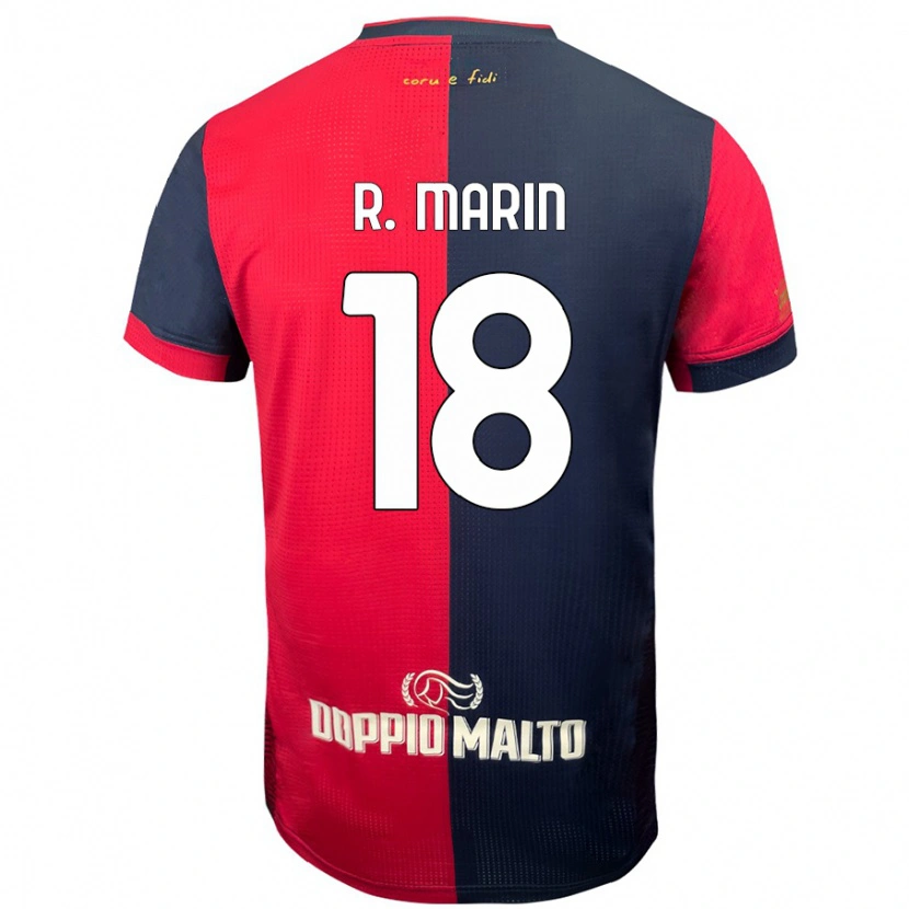 Danxen Enfant Maillot Răzvan Marin #18 Rouge Bleu Foncé Tenues Domicile 2024/25 T-Shirt