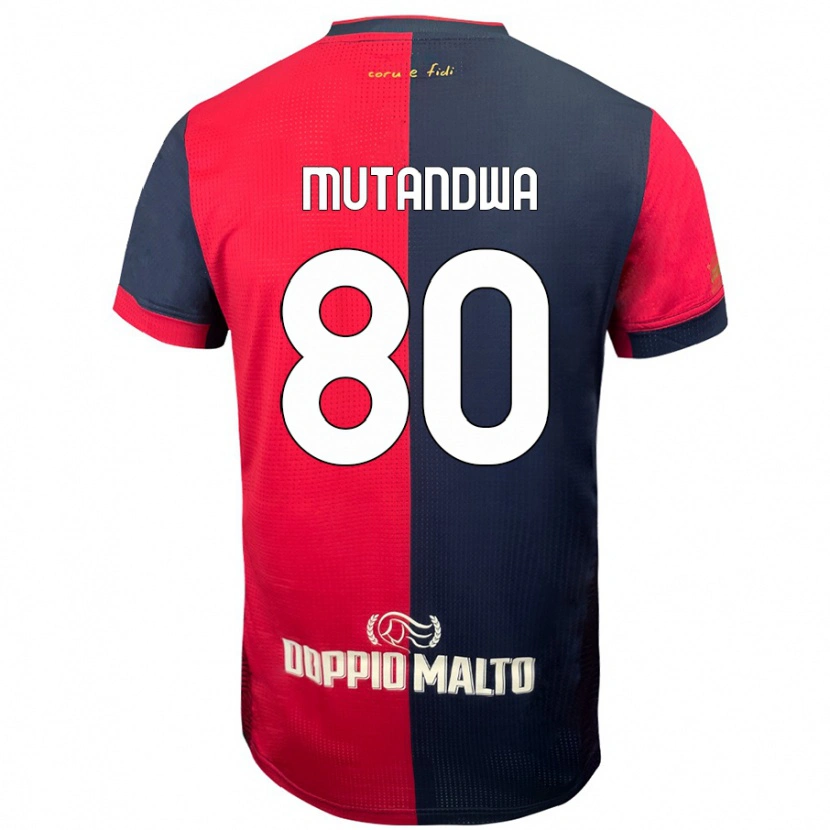 Danxen Enfant Maillot Kingstone Mutandwa #80 Rouge Bleu Foncé Tenues Domicile 2024/25 T-Shirt