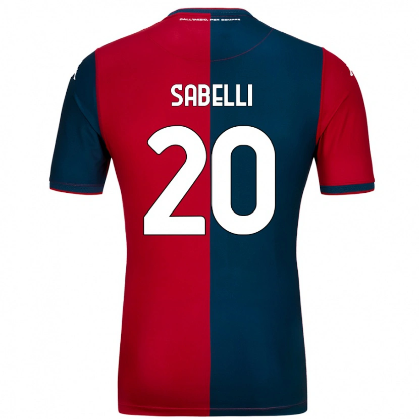 Danxen Enfant Maillot Stefano Sabelli #20 Rouge Bleu Foncé Tenues Domicile 2024/25 T-Shirt