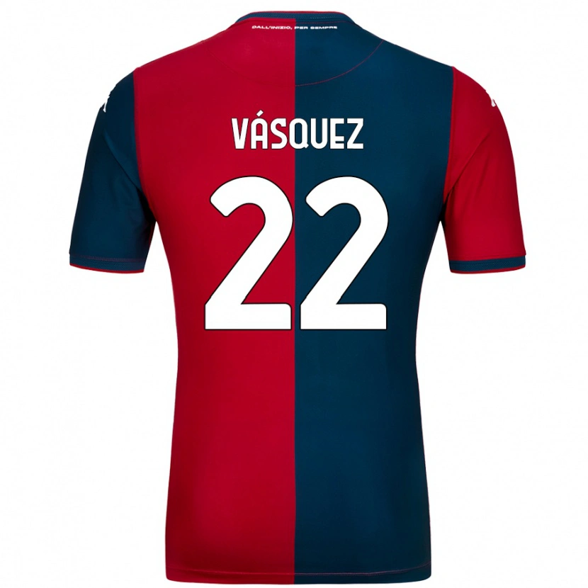 Danxen Enfant Maillot Johan Vásquez #22 Rouge Bleu Foncé Tenues Domicile 2024/25 T-Shirt