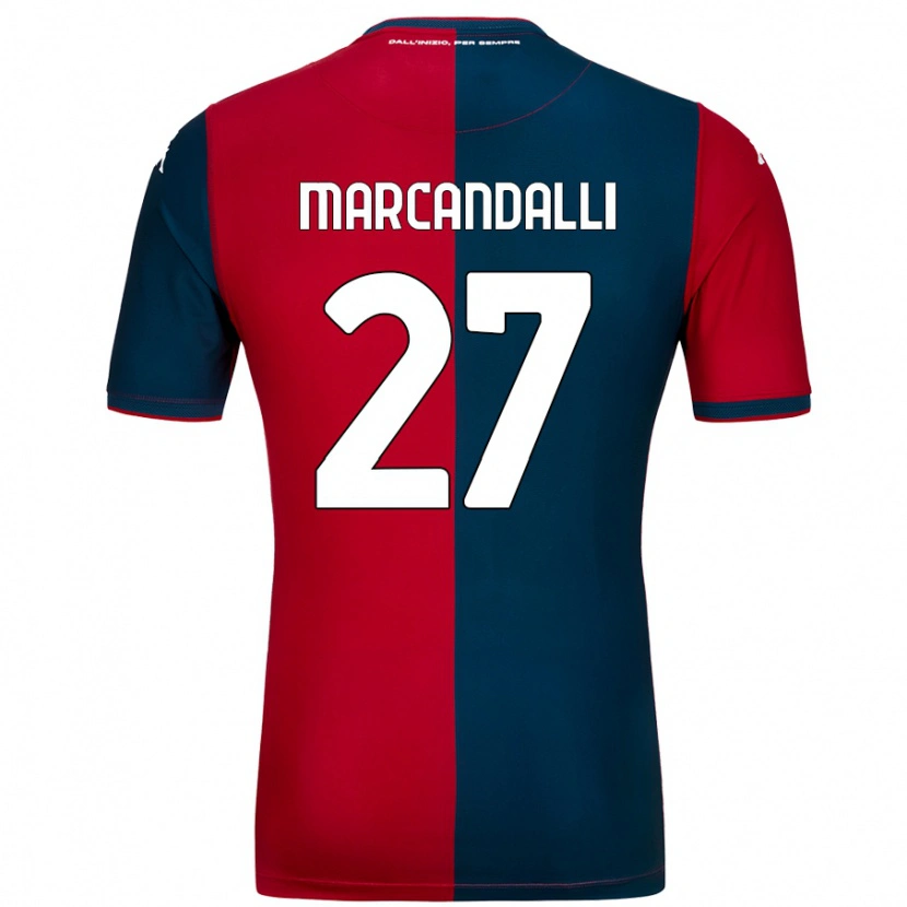 Danxen Enfant Maillot Alessandro Marcandalli #27 Rouge Bleu Foncé Tenues Domicile 2024/25 T-Shirt