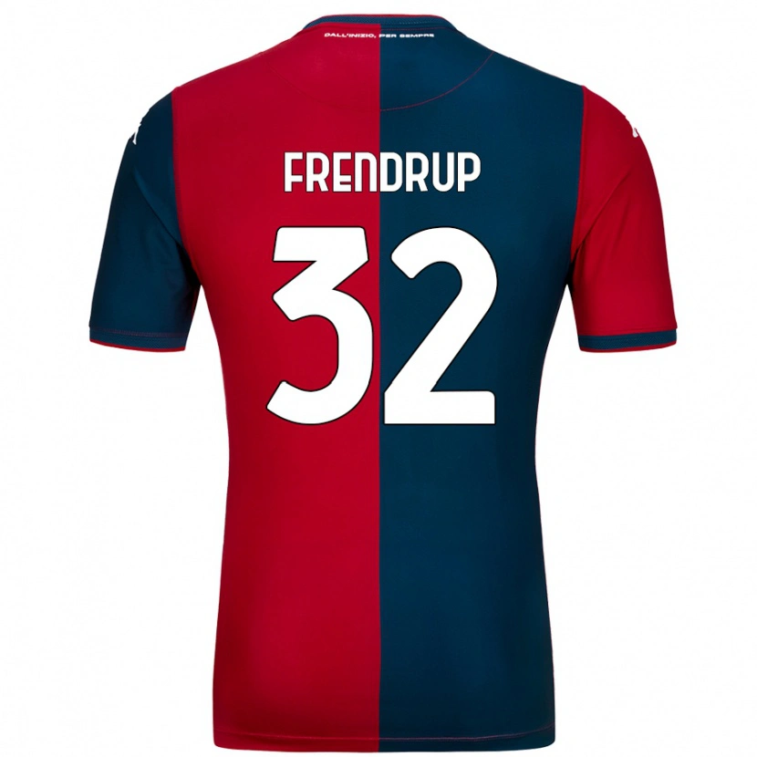 Danxen Enfant Maillot Morten Frendrup #32 Rouge Bleu Foncé Tenues Domicile 2024/25 T-Shirt