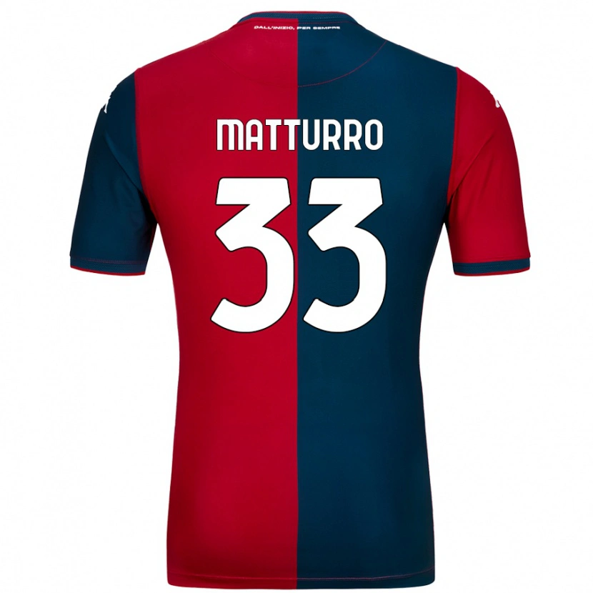 Danxen Enfant Maillot Alan Matturro #33 Rouge Bleu Foncé Tenues Domicile 2024/25 T-Shirt
