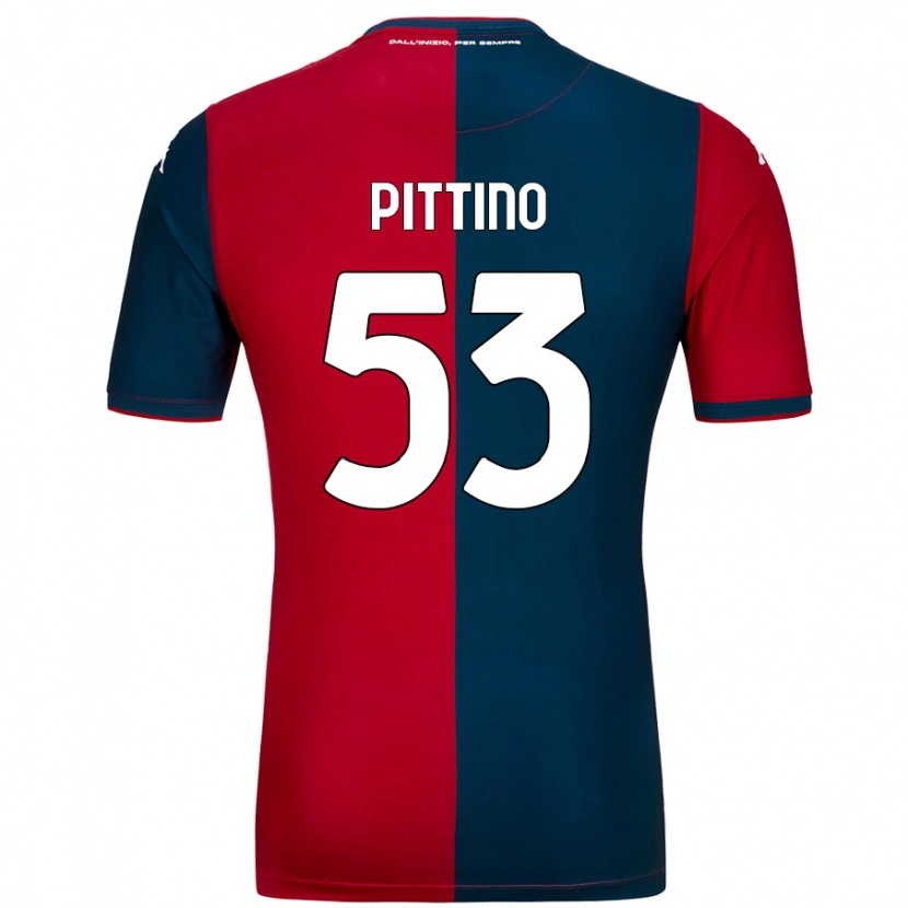 Danxen Enfant Maillot Tommaso Pittino #53 Rouge Bleu Foncé Tenues Domicile 2024/25 T-Shirt