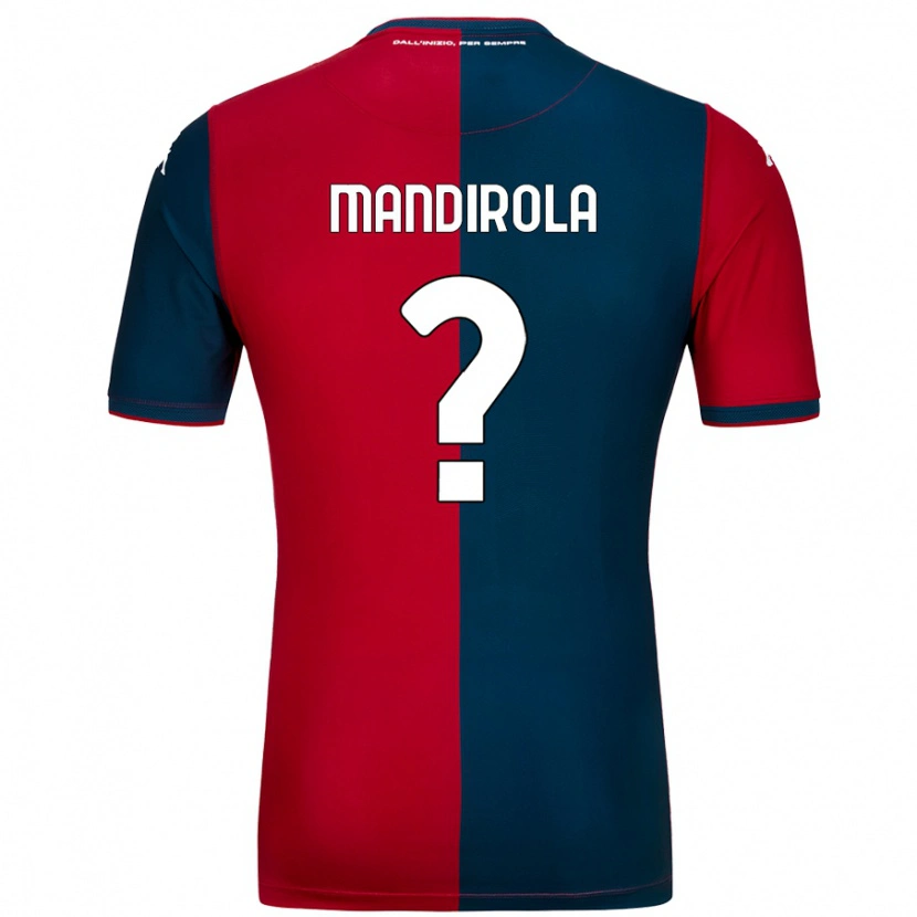 Danxen Enfant Maillot Gabriele Mandirola #0 Rouge Bleu Foncé Tenues Domicile 2024/25 T-Shirt