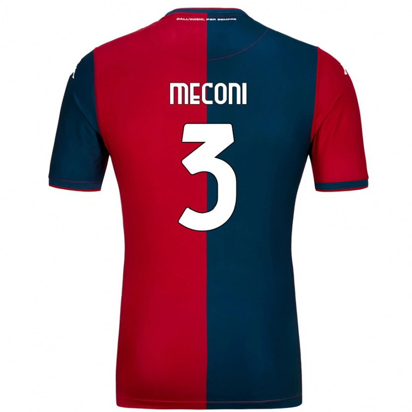 Danxen Enfant Maillot Edoardo Meconi #3 Rouge Bleu Foncé Tenues Domicile 2024/25 T-Shirt