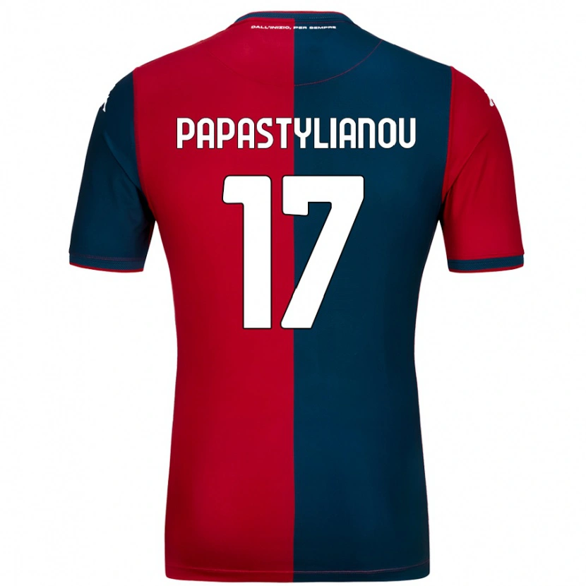 Danxen Enfant Maillot Lysandros Andreas Papastylianou #17 Rouge Bleu Foncé Tenues Domicile 2024/25 T-Shirt