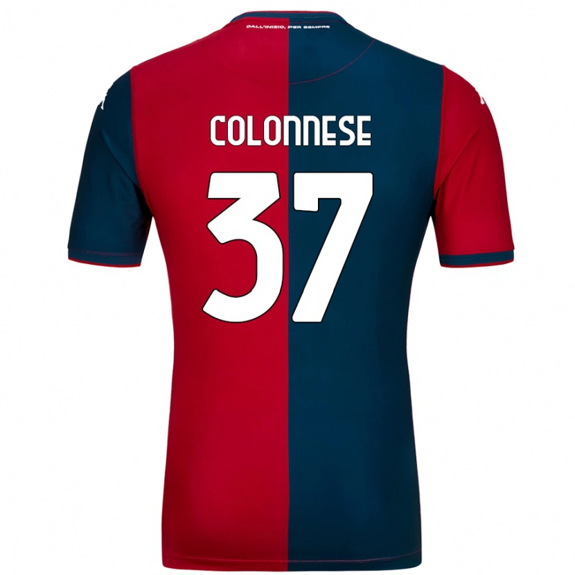 Danxen Enfant Maillot Lorenzo Colonnese #37 Rouge Bleu Foncé Tenues Domicile 2024/25 T-Shirt