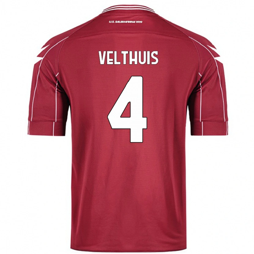 Danxen Enfant Maillot Tijs Velthuis #4 Bordeaux Tenues Domicile 2024/25 T-Shirt
