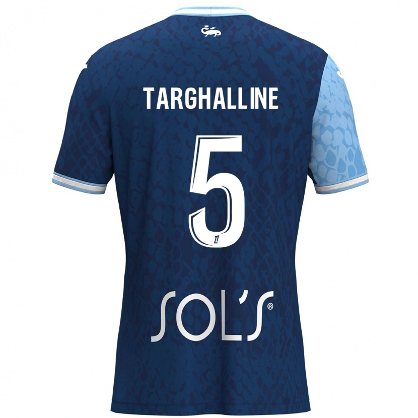 Danxen Enfant Maillot Oussama Targhalline #5 Bleu Ciel Bleu Foncé Tenues Domicile 2024/25 T-Shirt