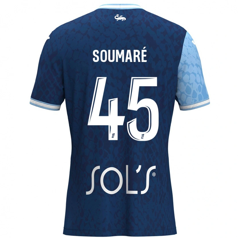 Danxen Enfant Maillot Issa Soumaré #45 Bleu Ciel Bleu Foncé Tenues Domicile 2024/25 T-Shirt