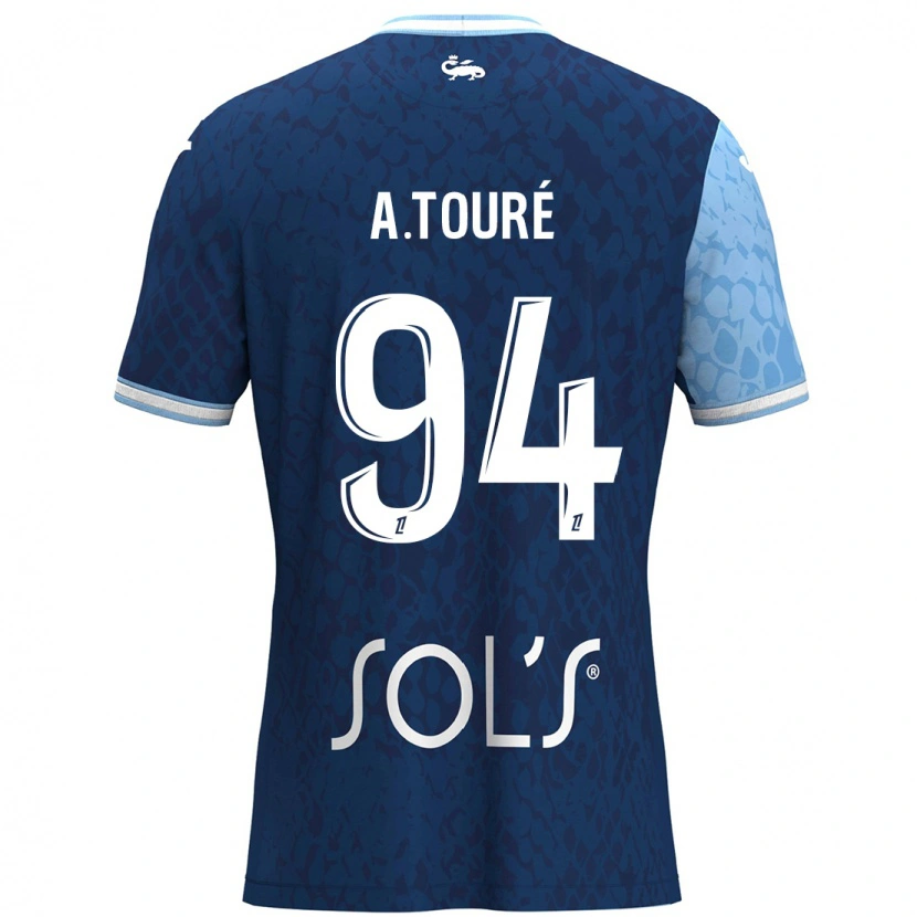 Danxen Enfant Maillot Abdoulaye Touré #94 Bleu Ciel Bleu Foncé Tenues Domicile 2024/25 T-Shirt