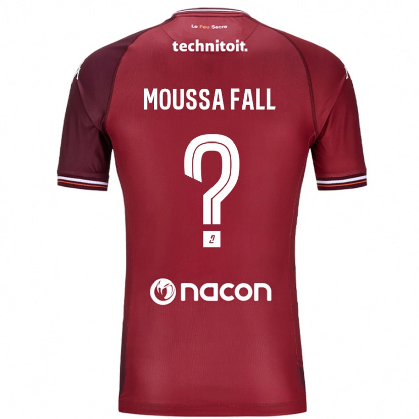 Danxen Enfant Maillot Pape Moussa Fall #0 Rouge Grenade Tenues Domicile 2024/25 T-Shirt