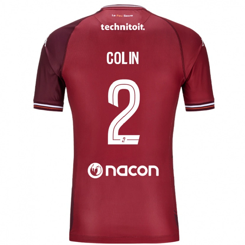 Danxen Enfant Maillot Maxime Colin #2 Rouge Grenade Tenues Domicile 2024/25 T-Shirt