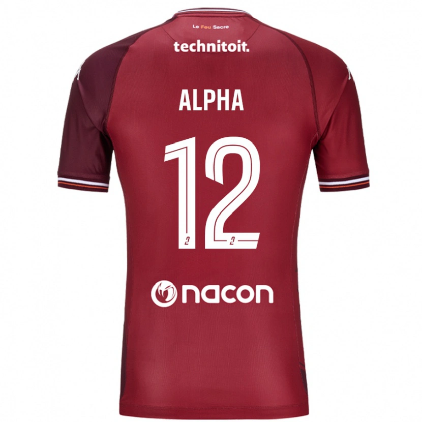 Danxen Enfant Maillot Alpha Touré #12 Rouge Grenade Tenues Domicile 2024/25 T-Shirt