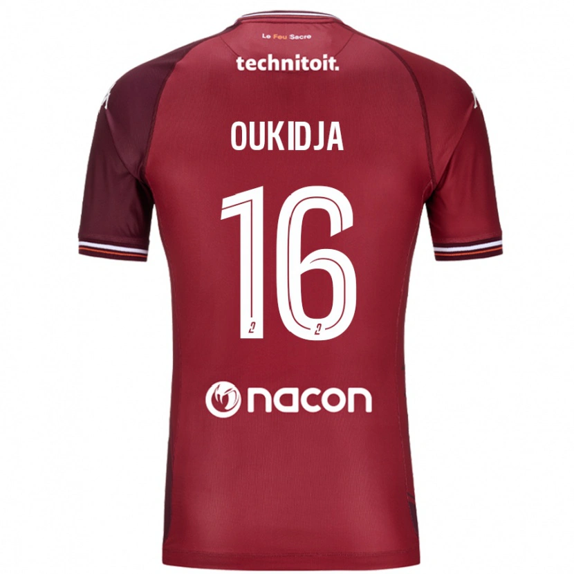 Danxen Enfant Maillot Alexandre Oukidja #16 Rouge Grenade Tenues Domicile 2024/25 T-Shirt