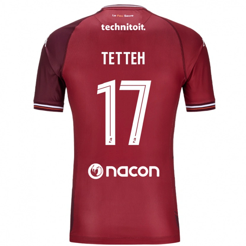 Danxen Enfant Maillot Benjamin Tetteh #17 Rouge Grenade Tenues Domicile 2024/25 T-Shirt