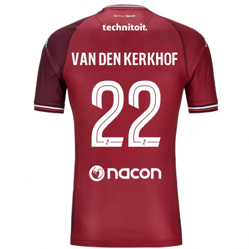 Danxen Enfant Maillot Kevin Van Den Kerkhof #22 Rouge Grenade Tenues Domicile 2024/25 T-Shirt