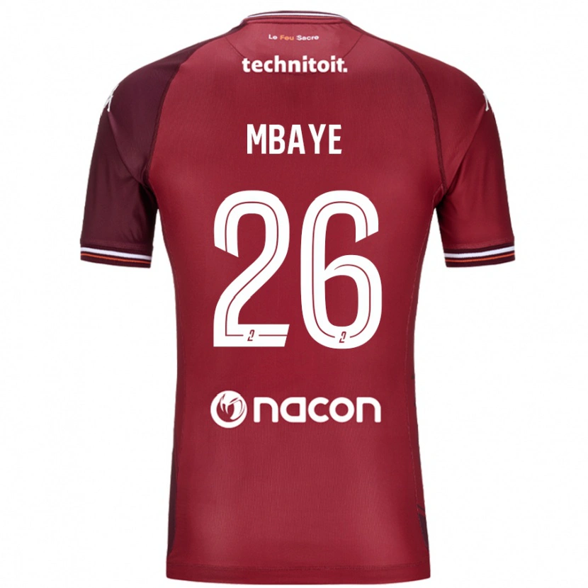 Danxen Enfant Maillot Malick Mbaye #26 Rouge Grenade Tenues Domicile 2024/25 T-Shirt