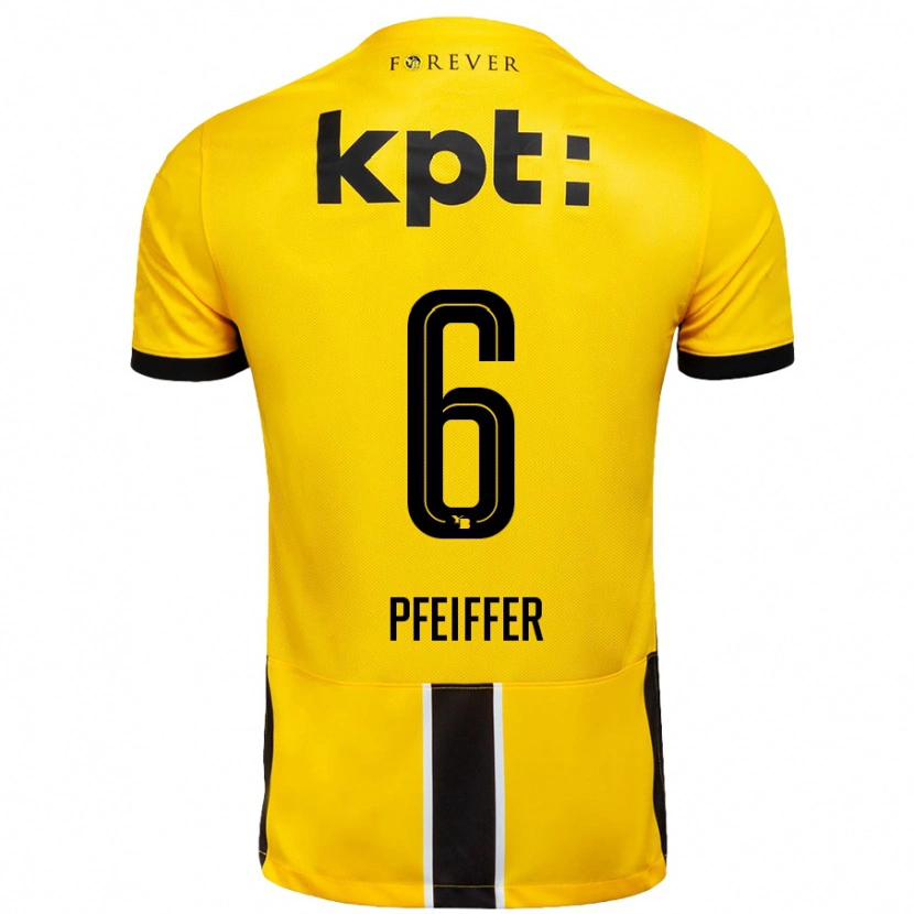 Danxen Enfant Maillot Patric Pfeiffer #6 Jaune Noir Tenues Domicile 2024/25 T-Shirt